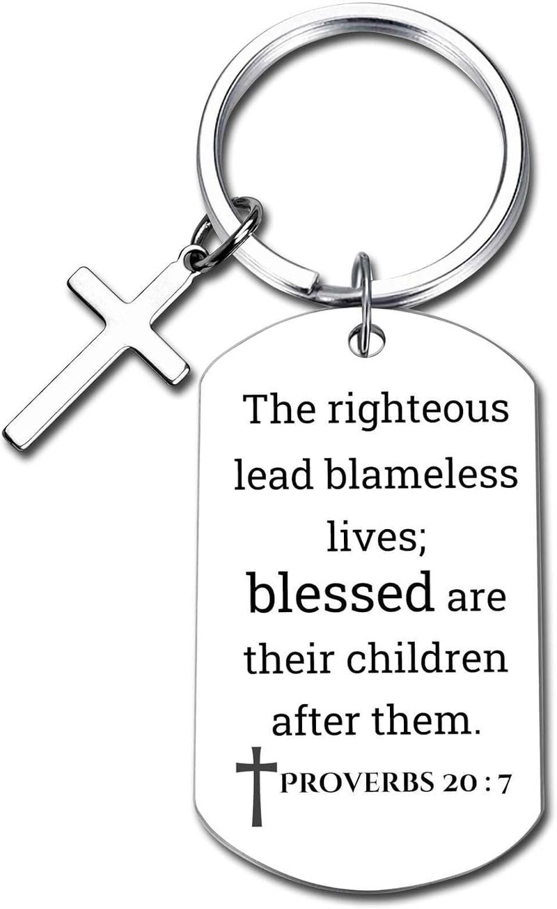 GiftYou Inspirational Scripture Metal Key Chains with Cross Pendant - Bible Verse Keychain Religious Gift for Christian - Image 1